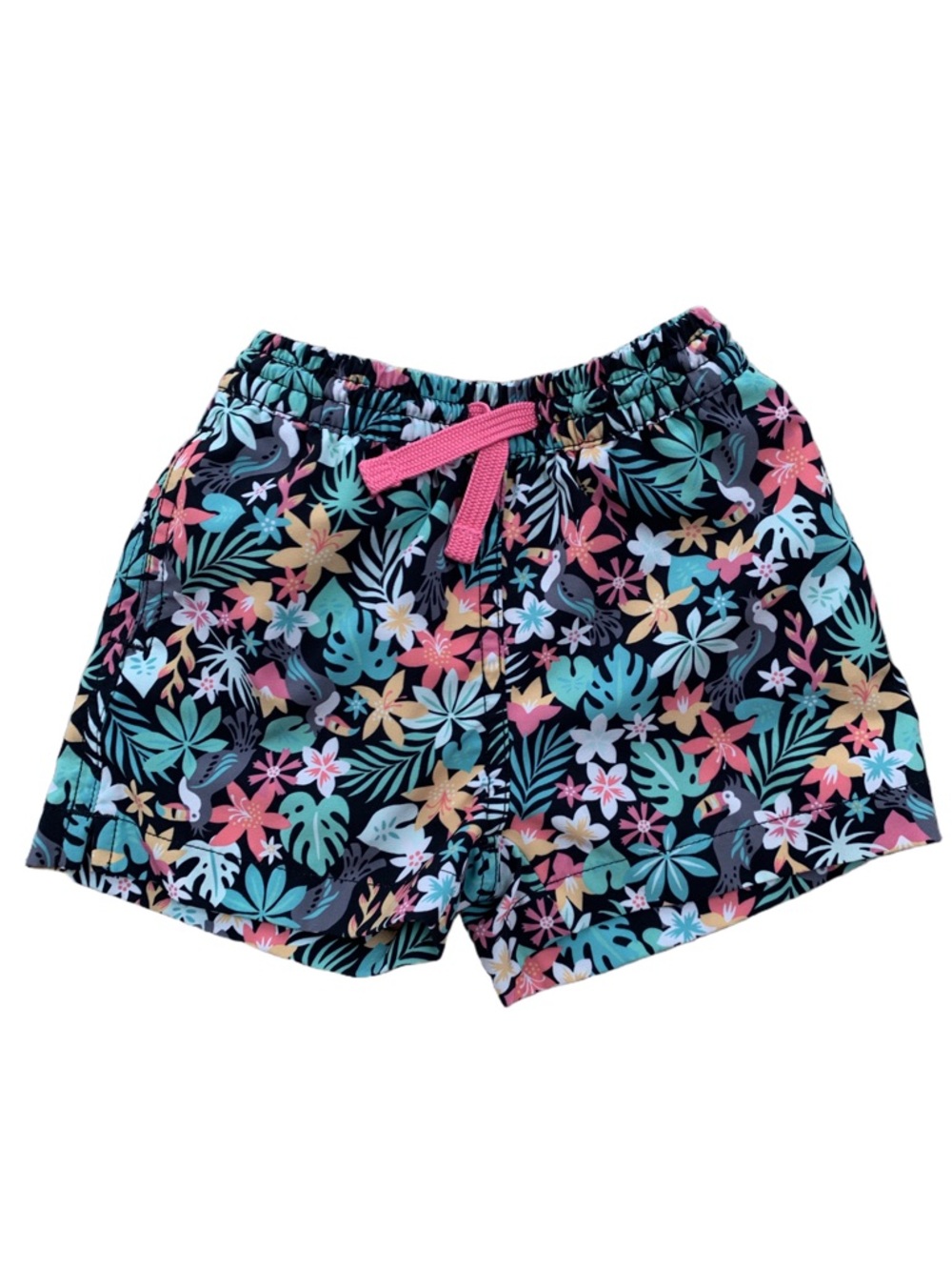 Chubbies Size 2T Lil Blooms Black Floral Swim Trunks